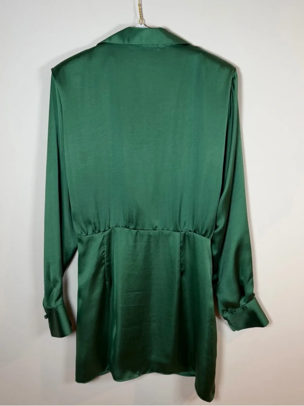 Zara Women's Short Satin Effect Wrap Mini Dress in Green Size M - Picture 4 of 11